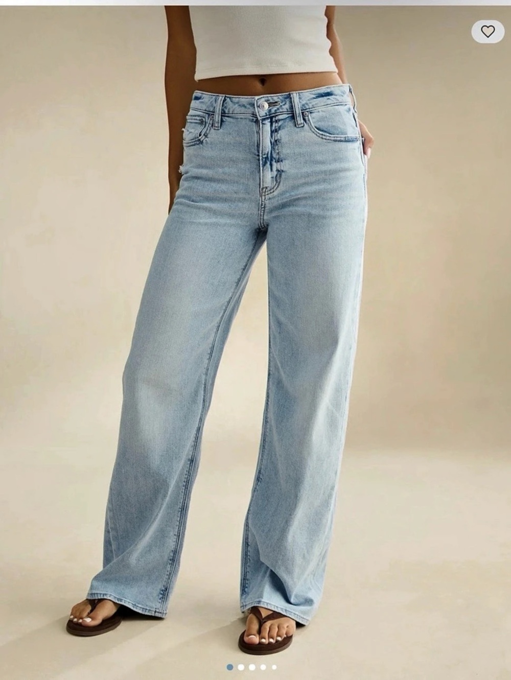 American Eagle AE Super High-Waisted Baggy Wide-Leg Jean Blue Waist 4 short